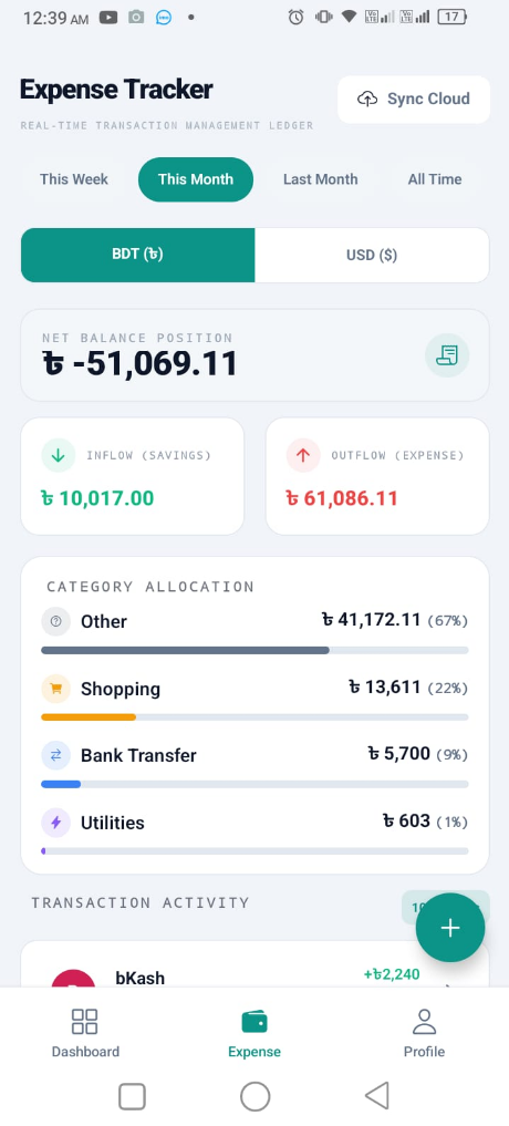 Expense Mobile Main allocations
